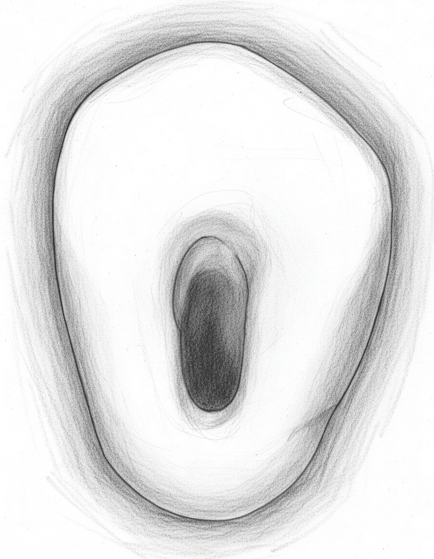 Mandibular Canine - Axial View showing ovoid access cavity